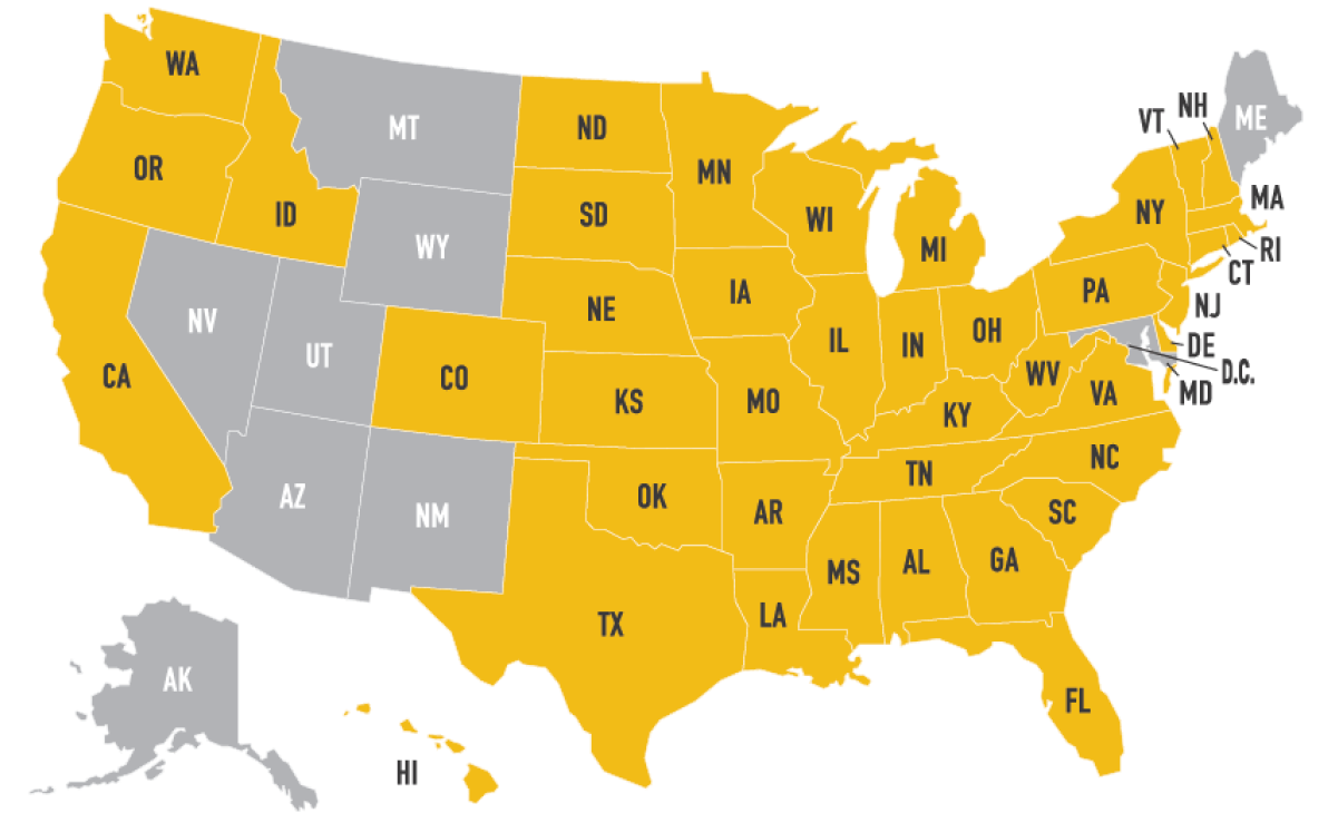 2024 Youth Sports Baseball Stats US map