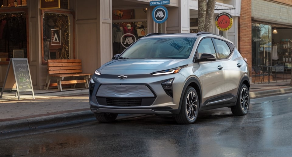 Chevrolet Bolt EV Parked in Front of a Business