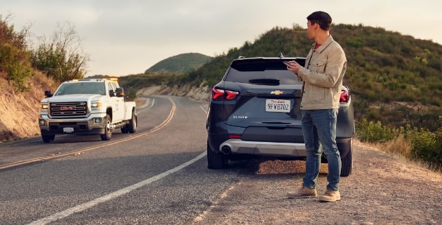 A Chevy Car Requires Roadside Assistance