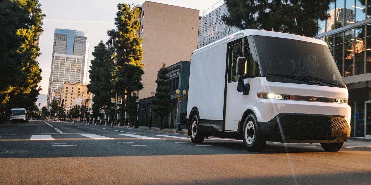 2025 Chevy Brightdrop Van Parked Outside of an Office Building