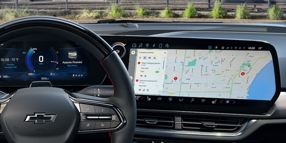 Steering Wheel and Display Board Viewed from the Driver's POV in a 2025 Chevrolet EV