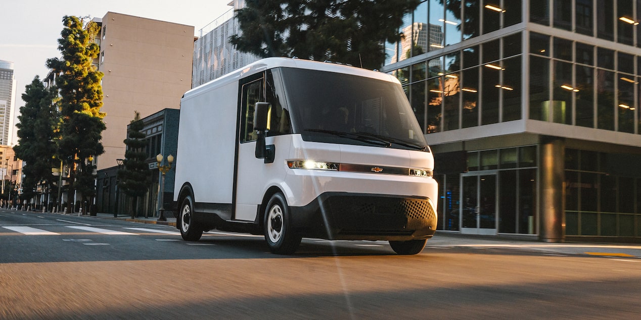 2025 Chevy Brightdrop Van Parked Outside of an Office Building