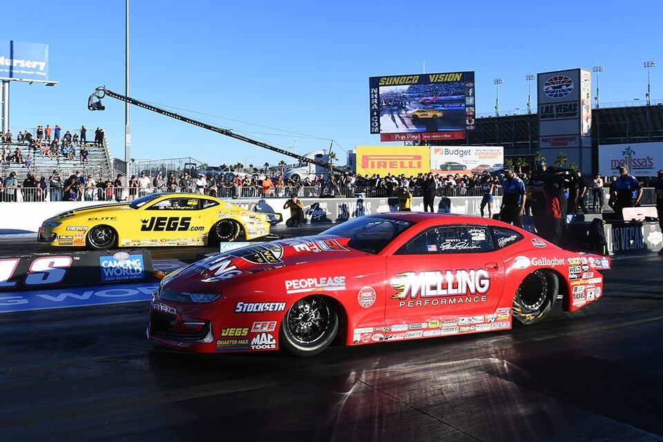 Chevorlet driver Erica Enders (near lane) won the NHRA Nevada Las Vegas Nationals and her fifth Pro Stock championship this weekend at The Strip at Las Vegas Motor Speedway. 