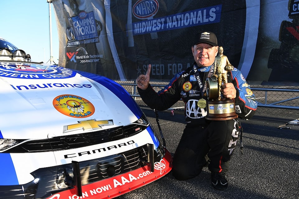 Robert Hight drove his Camaro SS to his eighth Funny Car win of the year at the NHRA Midwest Nationals.