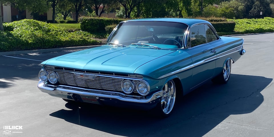 Front Three-Quarter's Side View of a Restored 1961 Chevrolet Impala