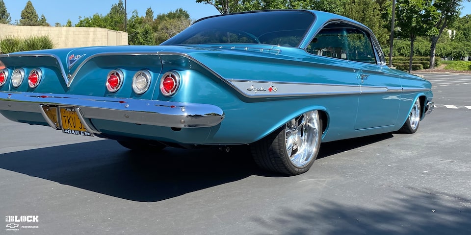 Rear Three-Quarter's Side View of a Restored 1961 Chevrolet Impala