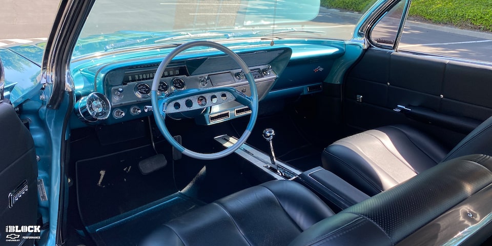 The interior looks stock, but also features some trick modern upgrades.