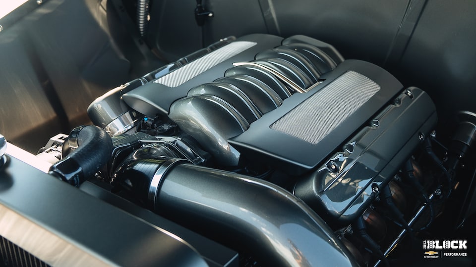 Close-up of an LS3 Engine and Connect & Cruise System in a 1952 Chevrolet Tin Woody