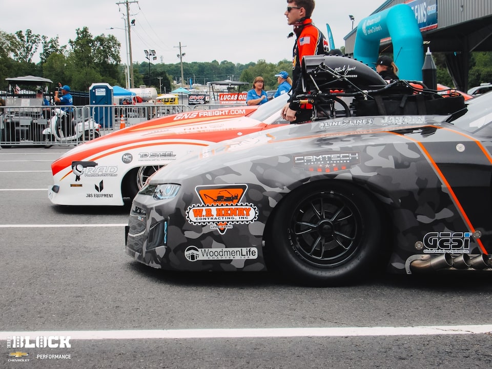  Chevrolet Pro Mods wait in the lanes at zMAX Dragway.