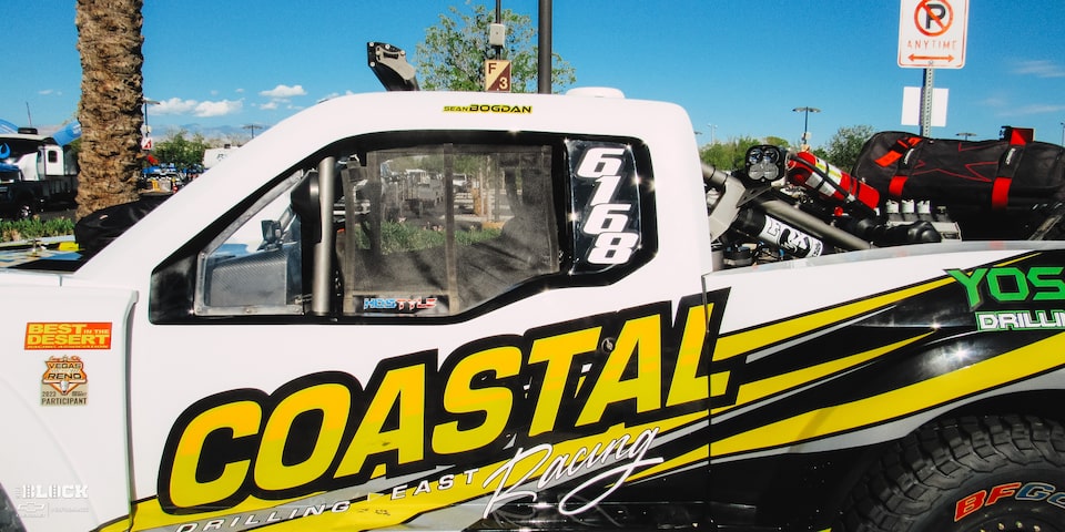 Close-up Side View of the Driver's Door on Jake Velasco's Off-Roading Truck